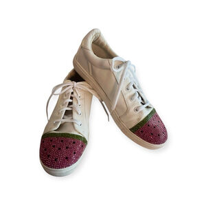 Betsey Johnson Limited Edition White Leather Melon Sneakers Women size 8.5